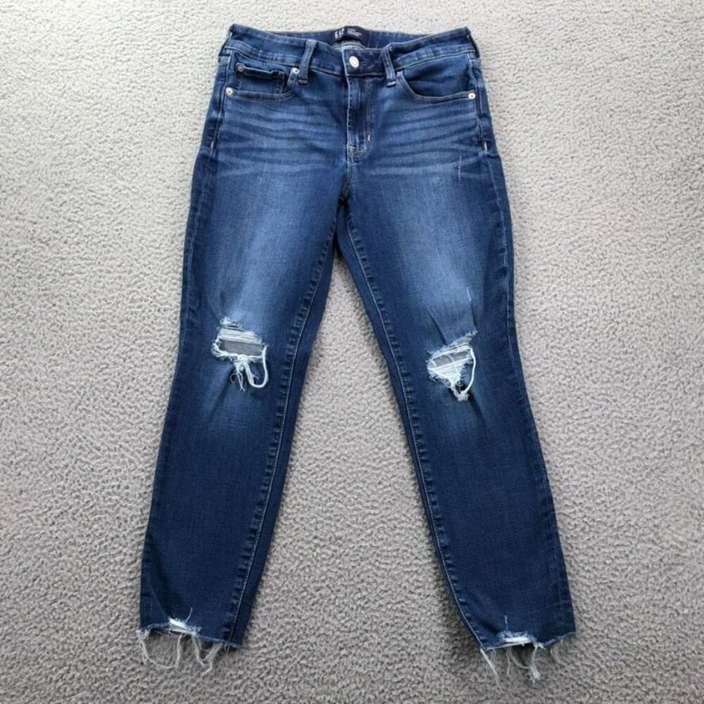 GAP Womens Size 8/29 Short Universal Legging Distressed Raw‎ Hem Mid Rise Jeans